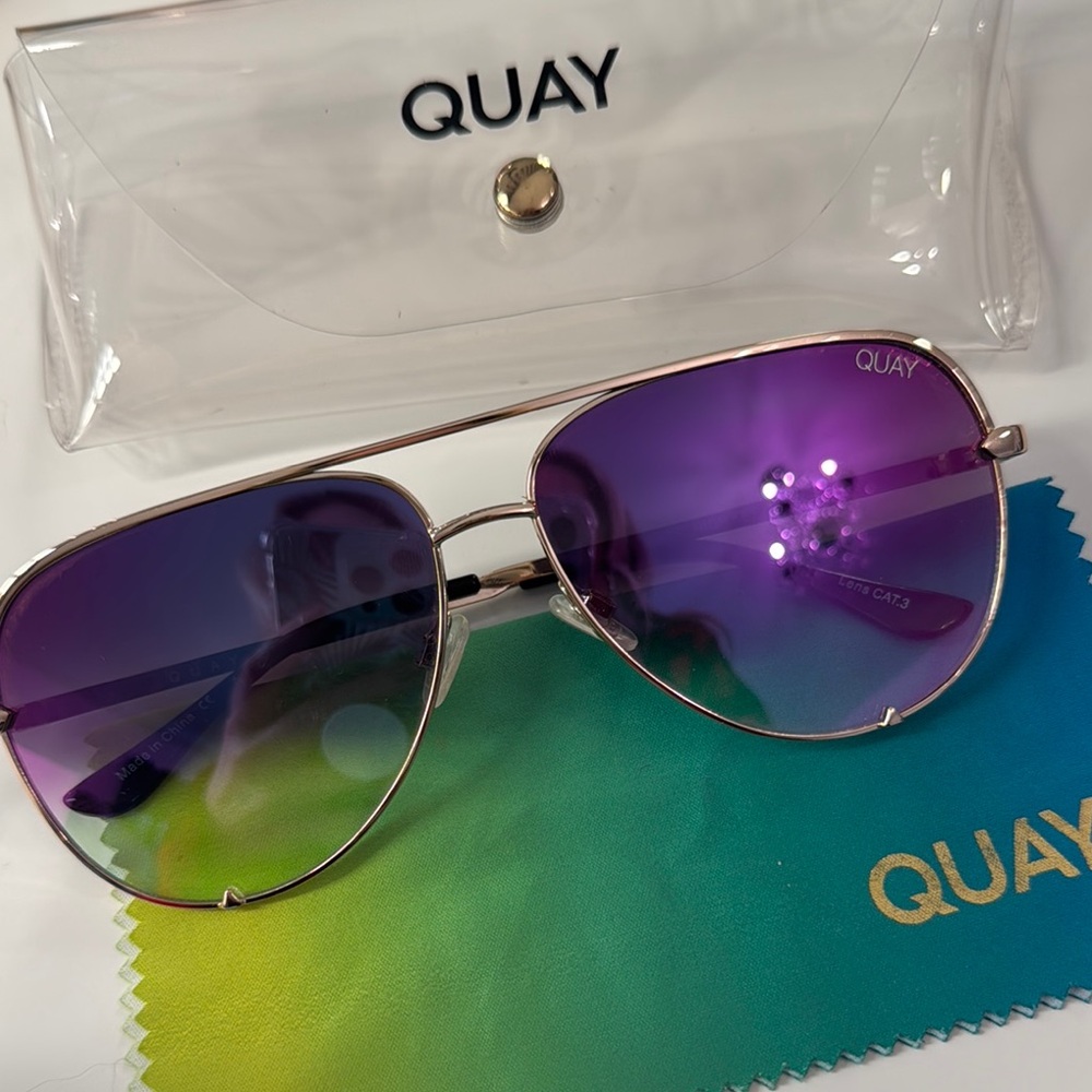 Quay Purple and Green Aviator Sunglasses